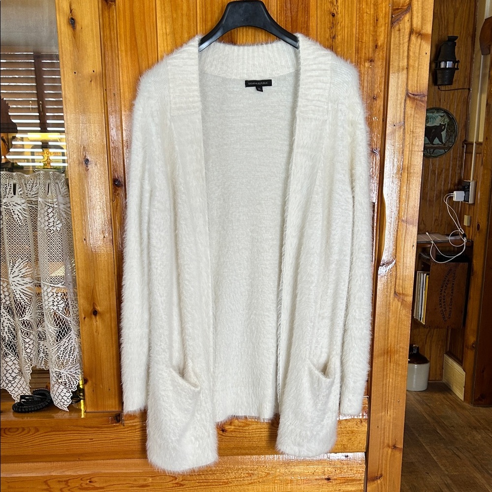 Banana Republic Soft White Extra Long Cardigan